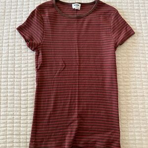 Cotton on Striped Pink and brown Ribbed tee